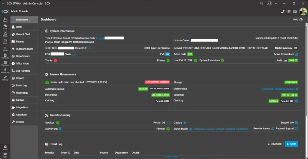 3CX Dashboard